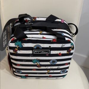 Betsey Johnson Black/White  "Caviar & Champagne"  Striped Insulated Tote Bag